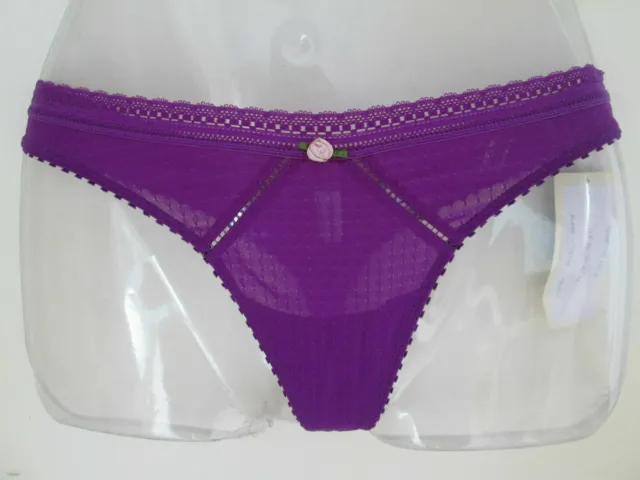 New with Tags HUIT Size XS Purple Belle Lace Thong Pantie