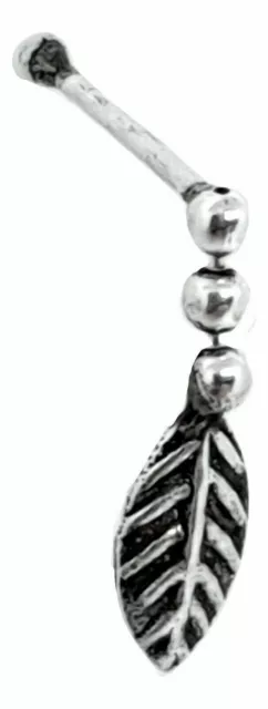 Nez Stud Plume D'ange Dangle Perlé 22g (0.6mm) Argent 925 Ball Ended