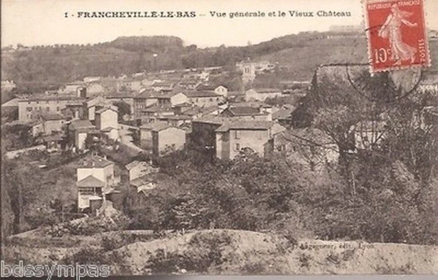 Cpa 69.Francheville Le Bas. Vue Generale Et Le Vieux Chateau.ecrite En 1909.Tbe*