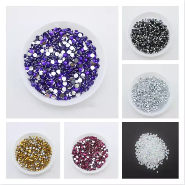 2mm 3mm 4mm 5mm 6mm Crystal Flat Back Nail Art Face Festival Rhinestones Gems