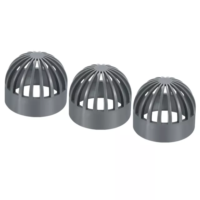 3Pcs 2-1/2" Atrium Grate Cover Round Outdoor UPVC Sewer Drain Pipe Fitting Gray