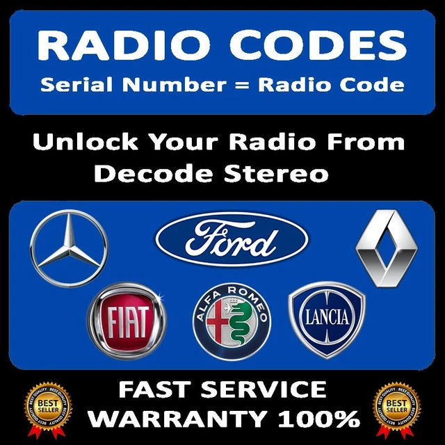 UNLOCK RADIO CODES Ford 17 Renault Mercedes Benz Becker Fiat Alfa