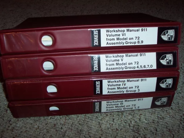 1972 Porsche 911 Factory Workshop Shop Service Repair Manual Set 911T 911E 911S