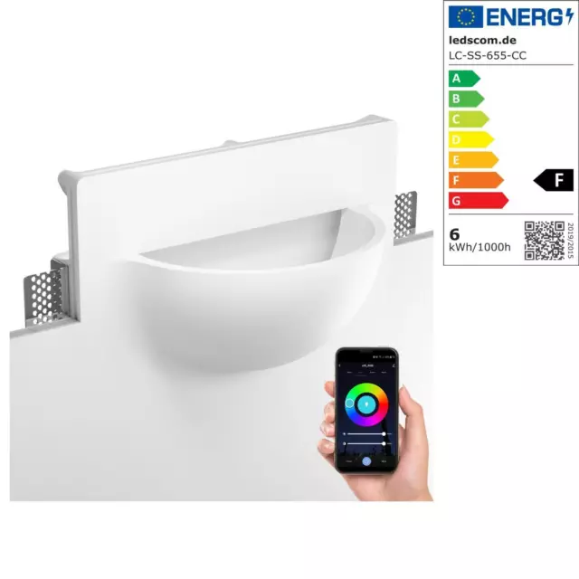 Yeso lámpara de pared GIEDI DIY, Einbau, incluido Smart Home RGBW E14 LED bombil