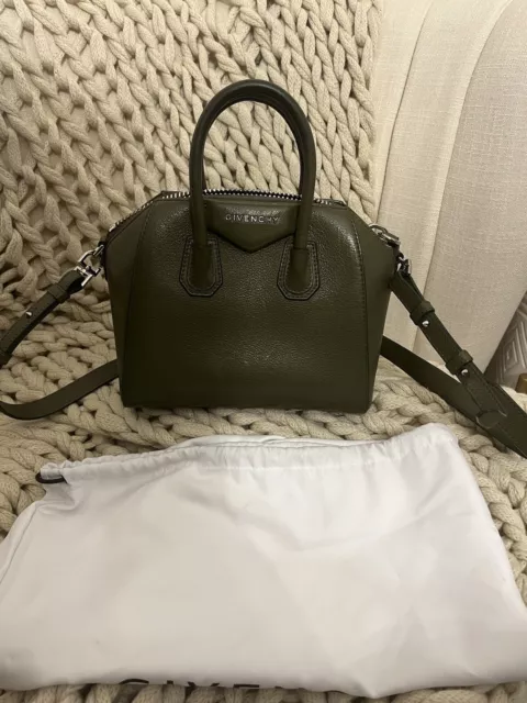 Givenchy Antigona Stamped Shoulder Bag Small Green Leather