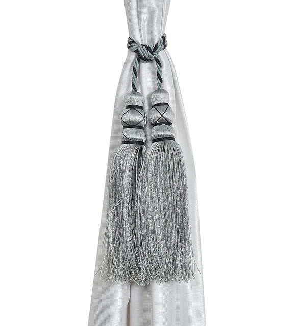 Beautiful Tassel Rope Curtain Holders TieBacks for Home decor Grey Set of 6