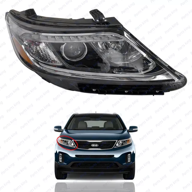 For 2014 2015 Kia Sorento EX SX Halogen w/ LED DRL Projector Headlight Passenger