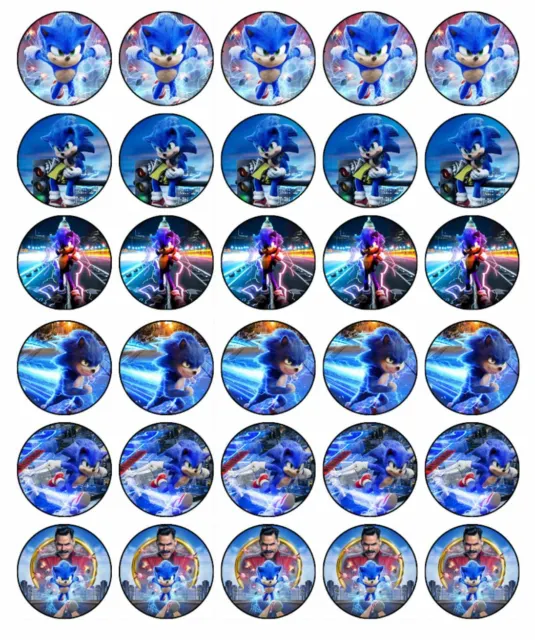SONIC THE HEDGEHOG Cupcake Toppers Edible Wafer Paper Cake Decorations 30 #2