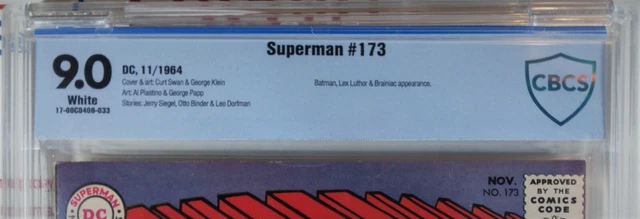 💥 CBCS 9.0 VF/NM SUPERMAN #173 DC COMICS BATMAN LEX LUTHOR BRAINIAC 1964 cgc 2