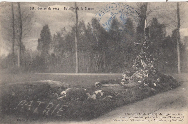 CPA GUERRE 14-18 WW1 MARNE ESTERNAY tombe de soldats du 73ème de ligne 2