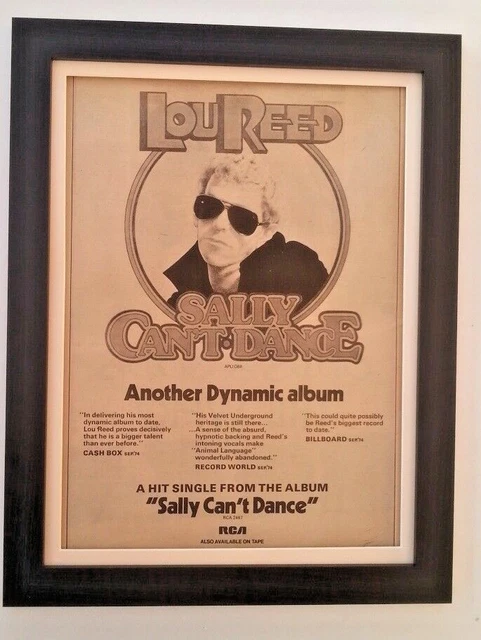 LOU REED*SALLY CAN'T Dance*1974*ORIGINAL*POSTER*AD*FRAMED*FAST WORLD ...