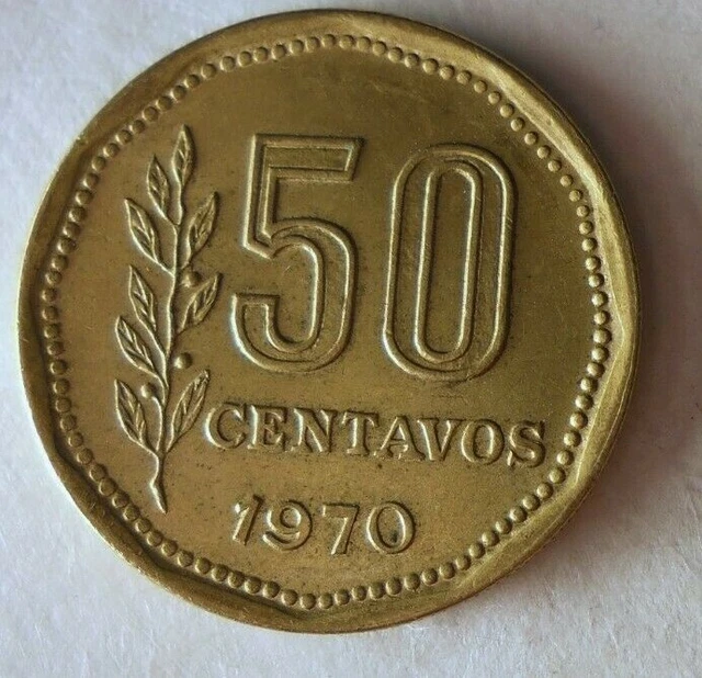 1970 ARGENTINA 50 CENTAVOS - High Quality Coin - FREE SHIP - Bin #317