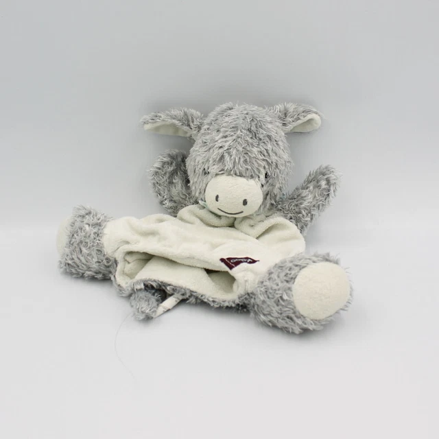 Doudou marionnette ane gris blanc foulard bleu Régliss KALOO - 20897