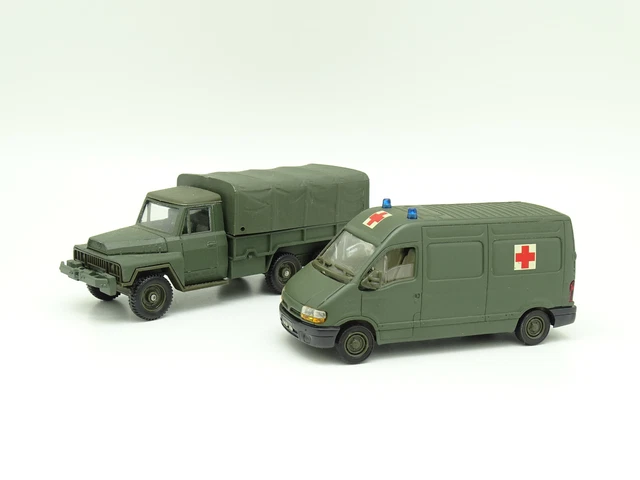 Lot Miniatures Solido Militaire - Unimog + Land Rover 109, échelle 1/50
