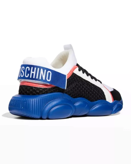 Moschino Mens 46 US 13 White Black Blue Black Teddy Bear Sole Sneakers Shoes