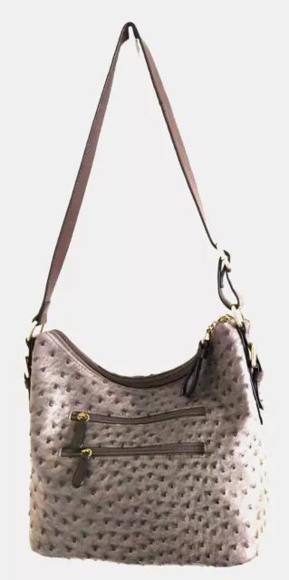 Giani Bernini Women's Hobo Handbag Purse Tan & Brown Ostrich Texture +Pockets 2