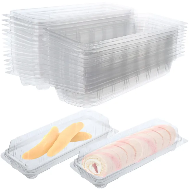 Clear Plastic Square Hinged Food Container, 5" Length x 9" Width x 3" Depth, 10p