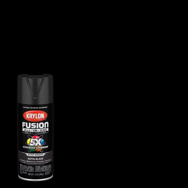 KRYLON K02732007 SATIN Black Fusion AllinOne Spray Paint 12 oz. (Pack
