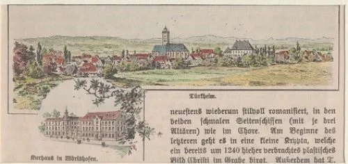 Orig.  kolorierter Holzstich - Bayern - Türkheim.