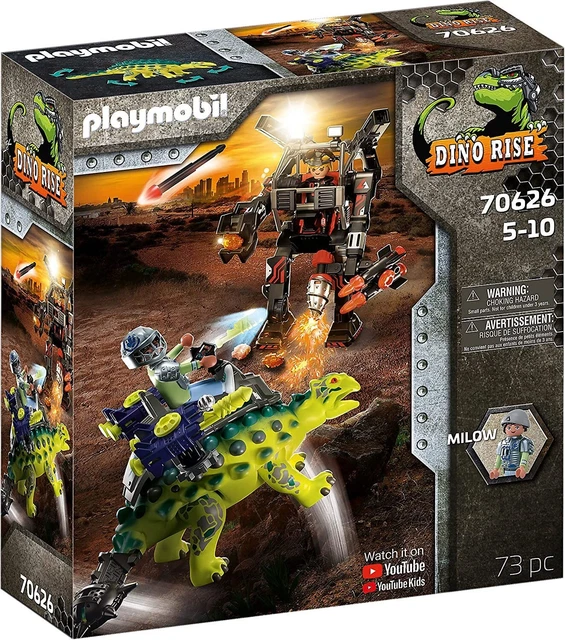 PLAYMOBIL Dino Rise Saichania Toy Set - Dinosaur & Robot Battle Action Figures For Kids