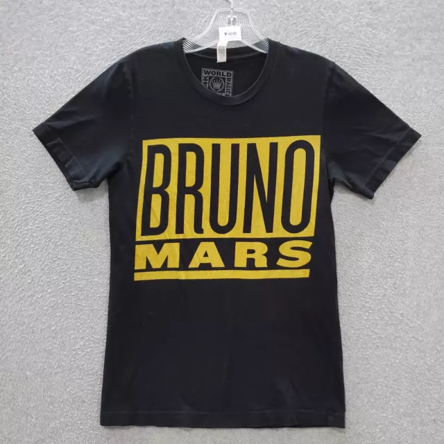 Bruno Mars Men T-Shirt Small Black 24K Magic World Tour Short Sleeve Crew Neck