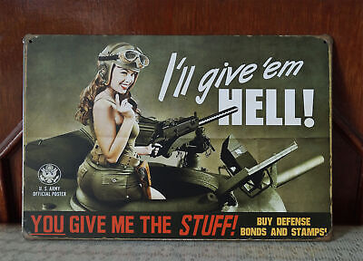 I'LL GIVE'EM HELL Metal Tin Signs Rusted Poster Home Pub Bar Wall Decor