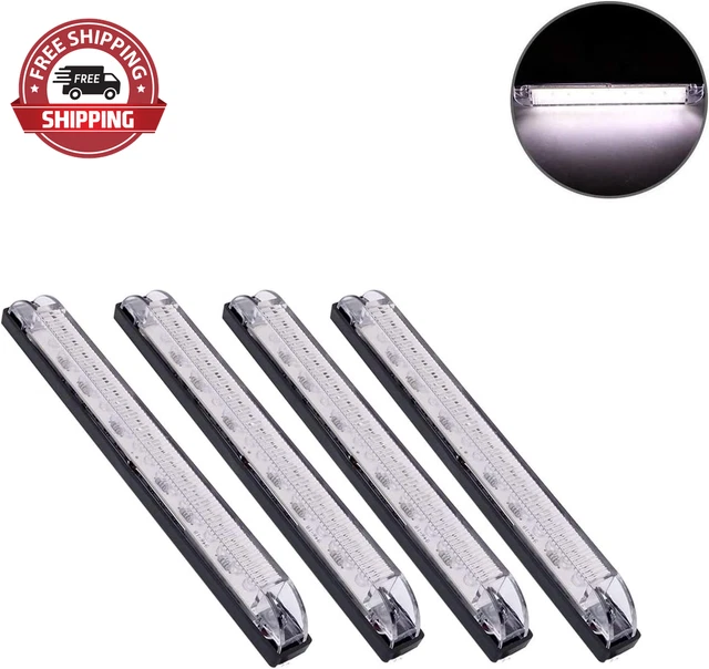 NPAUTO 4Pcs 8" White Led Utility Light Bar 18 LED Utility Strip Waterproof Boat