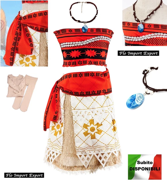 Tipo Vaiana Vestito Carnevale Bambina Cosplay Simil Moana Costume VAIDR06DIR