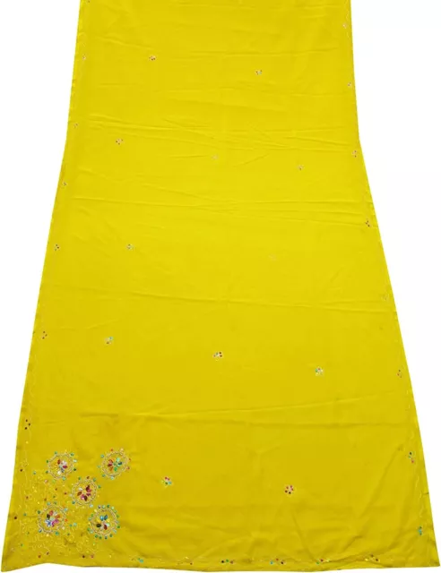 Jahrgang Grün Saree Georgette DIY Handwerk Stoff Ethnisch Blumen Sari SI22923