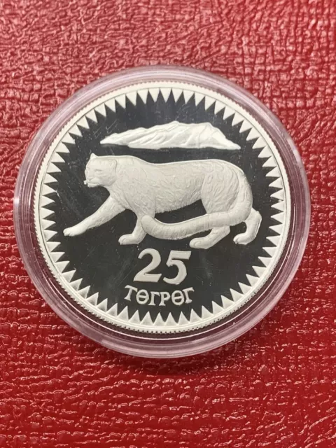 1987 World Wildlife Fund Mongolia 25 Tugrik Snow Leopard  Proof (Eb1014005)