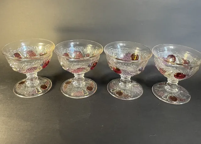 Vintage Westmoreland Glass “Della Robbia” fruit pattern sherbet Cups Set Of 4