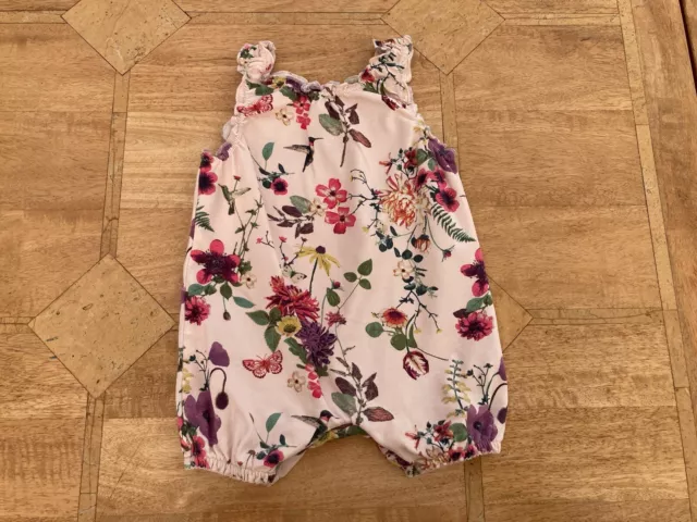 Baby Girl Next Pink / Purple Sleeveless Playsuit, Floral Pattern -  Age 9-12m