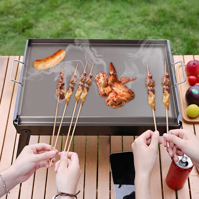 Universal Grillplatte Aus Edelstahl Bbq Grillaufsatz Plancha Bratplatte 58x40cm