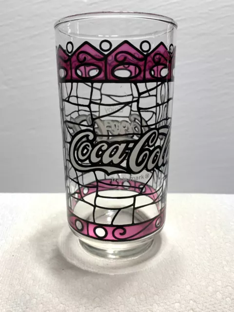 Vintage Enjoy Coca-Cola Drinking Glasses Tiffany Style Stained Glass Pattern