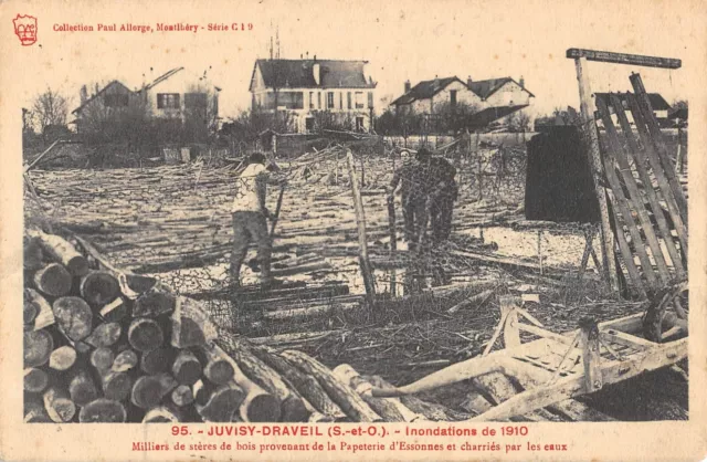 Cpa 91 Juvisy / Draveil / Inondation 1910 / Milliers De Steres De Bois Papeterie