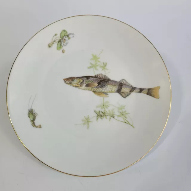 Vintage Bareuther Waldsassen Baaria Germany 7 7/8" Fish And Crawfish Plate