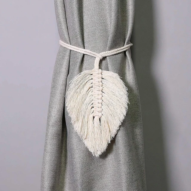 Beautiful Cotton Solid Tassel Leaf Ropes Curtain Holders Tieback pack of 2 3