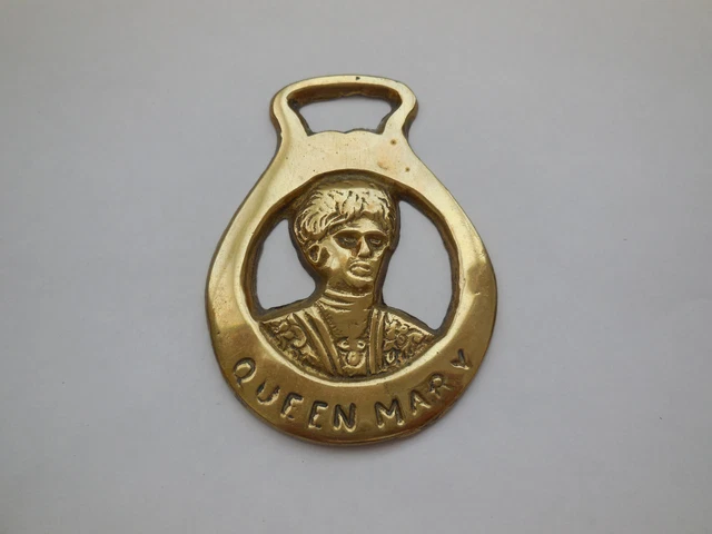 Vintage Horse Brass Medallion - Queen Mary