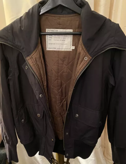 SALE: Vince Hooded Nylon Bomber Jacket XS