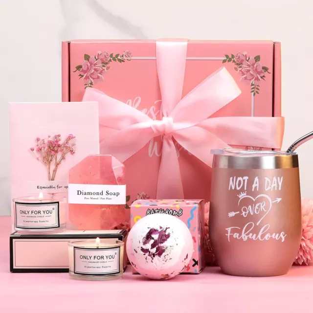 TonJin Geschenkset Für Frauen – 11-teilig Mit Glasbecher, Duftkerze, Spieluhr & Mehr In Rosa
