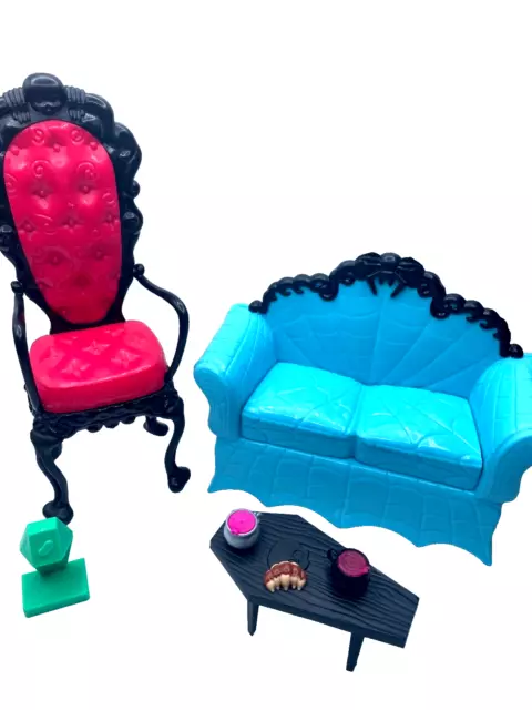 Monster High Coffin Bean Doll Gothic Furniture Blue & Black Couch Spider  Web