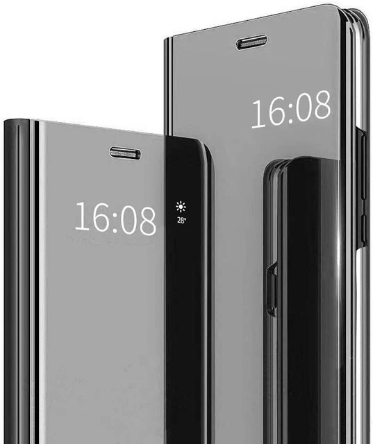 For SAMSUNG GALAXY A70 CLEAR VIEW SMART BOOK CASE FLIP STAND MIRROR LUXURY COVER