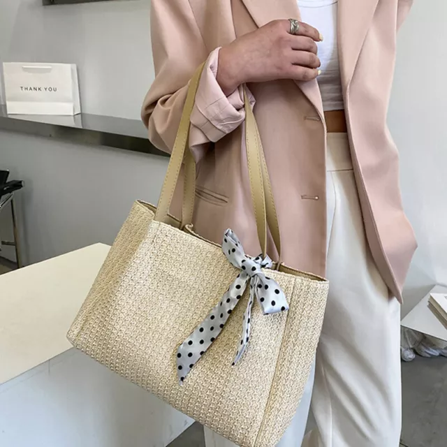 Fashion Woven Tote Bag Straw Bag Women's Crossbody Handbag Bucket Bag