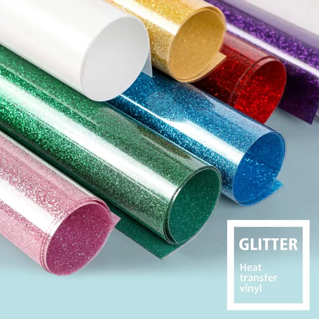 Glitter Heat Transfer Vinyl for DIY T-shirts HTV Iron on Vinyl Rolls for Cricut