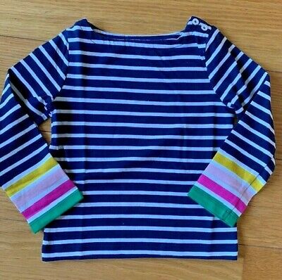 Girls Mini Boden Navy Striped Breton Style Top long sleeved  age 2-3