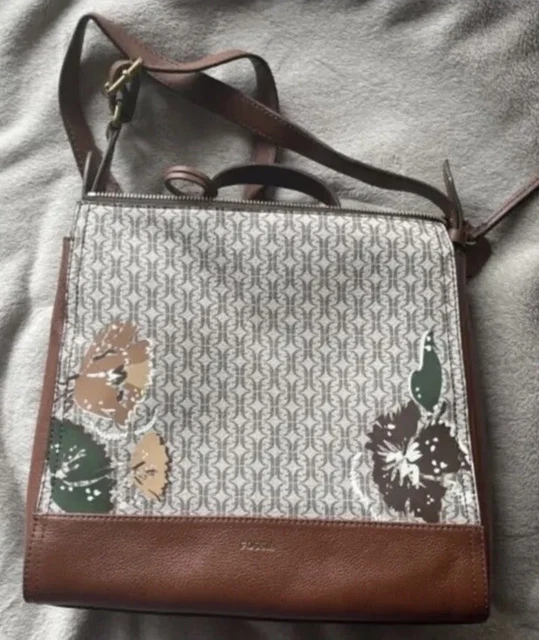 Fossil Elina Convertible Tan Floral Logo Backpack SHB2999124