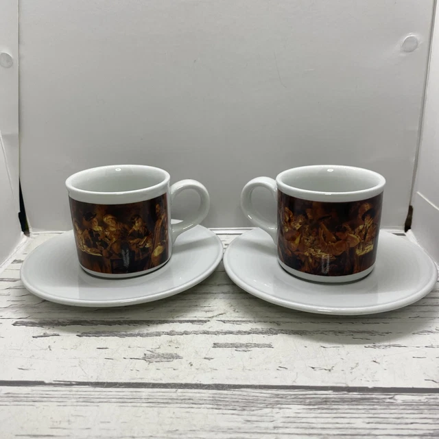 Lavazza Cafe des Arts Limited Edition 4 Vintage Espresso Cup and Saucer Set