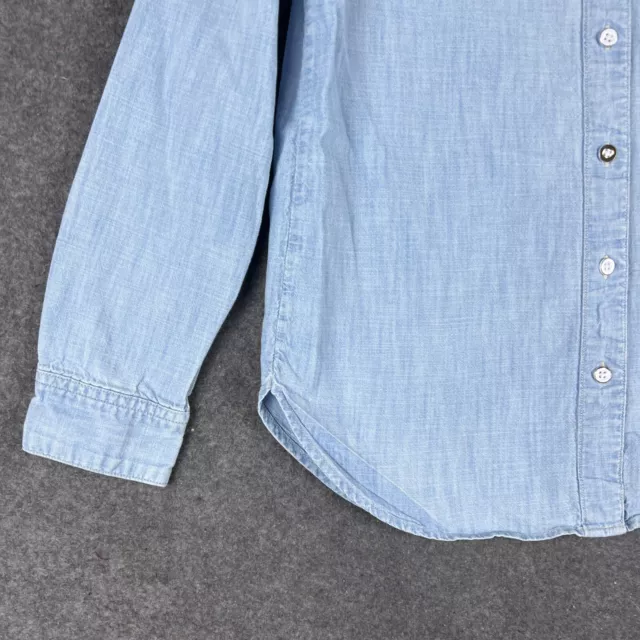 Levis Shirt Womens XS Blue Denim Button Up Short Sleeve Boyfriend Fit 2