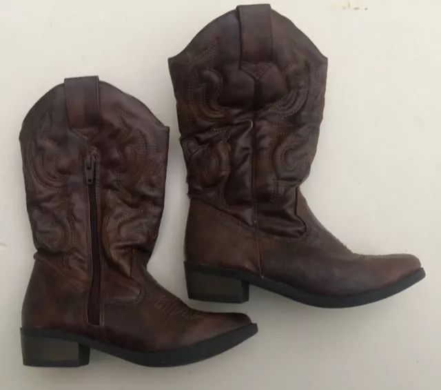 CHEROKEE COWBOY BOOTS Toddler Zipper Size 10C Cowgirl Darcy Brown Girls 18.00 PicClick