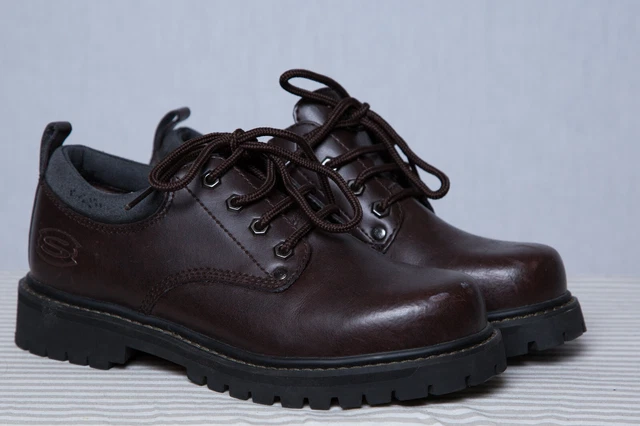 Vintage 90's Y2K Skechers Jammers Chunky Oxford Shoes Brown Leather Sz 7 Women